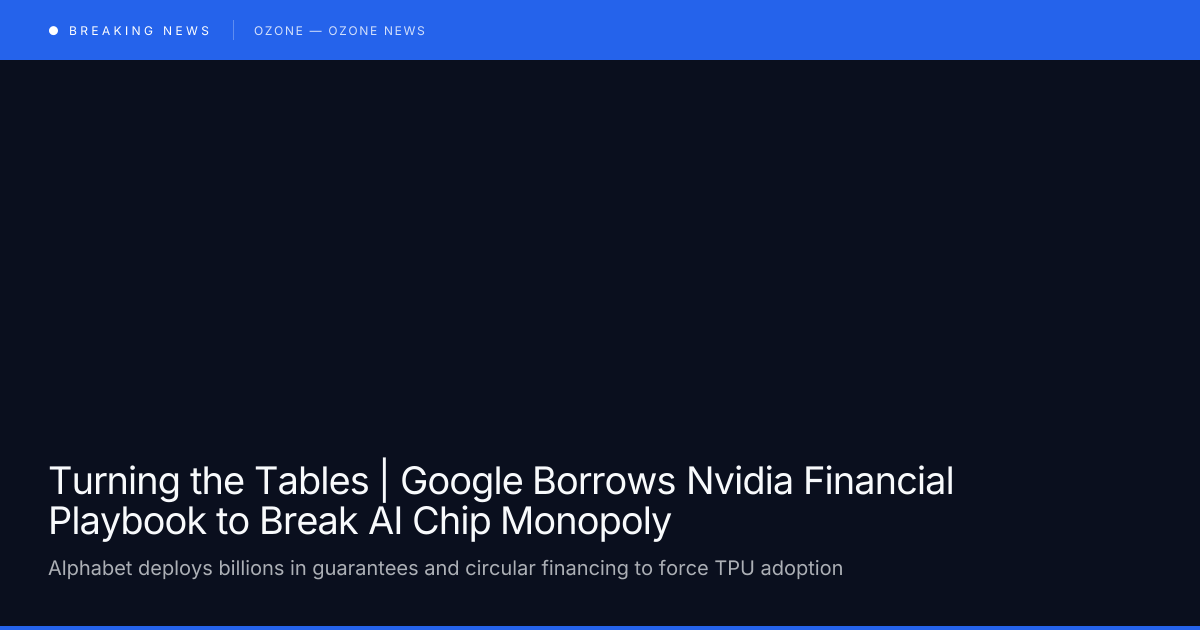 Google TPU chip next to Nvidia GPU with financial charts showing AI chip market competition